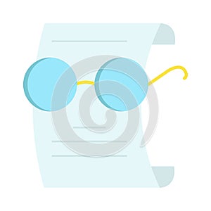 Document in glasses, reading icon vector illustration design