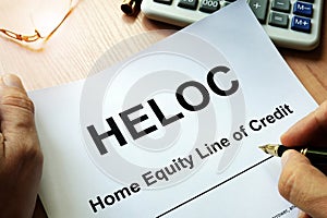 Document HELOC Home equity line of credit. photo