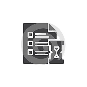 Document and hourglass vector icon