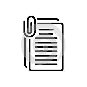 Black line icon for Document, paper and script