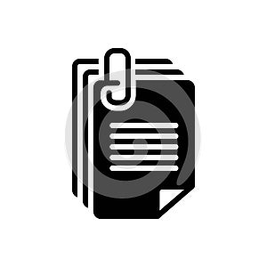 Black solid icon for Document, paper and certificate