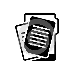 Black solid icon for Document, paper and copy