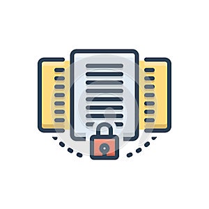 Color illustration icon for Document, protection and management