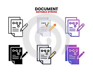 Document icon set with different styles.