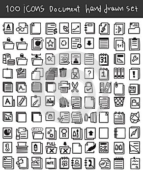 Document icon set hand drawn vector line art cute illustration