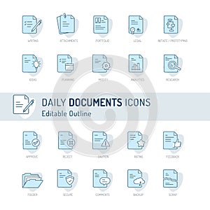 Document icon, Thin line icons, Assessment, Contract, legal, Corporate Business Agreement Publication Education Document col