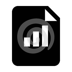 Document icon vector with bar chart and graph information for business data and finance in a glyph pictogram