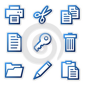 Document icons, blue contour