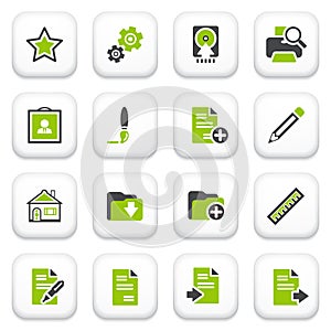 Document icons. Green gray series.