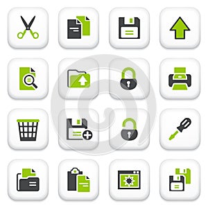 Document icons. Green gray series.