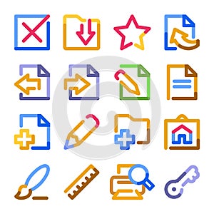 Document icons, set 2. Color contour series.