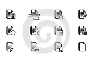Document Icons Set With Calculator Timer Calendar And Certificate Keywords: document, file, paper