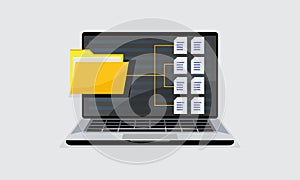 document information file digital . Screen computer. folder. Data concept. Business organization. Web Vector