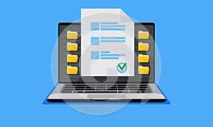 document information file digital . Screen computer. folder. Data concept. Business organization. Web Vector