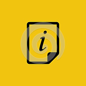 Document information glyph icon. Reference black silhouette