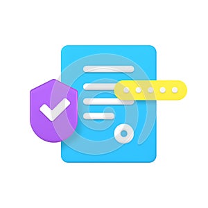 Document information protection business confidential privacy check 3d icon realistic vector