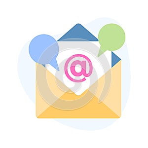 Document inside letter envelope showing email concept vector