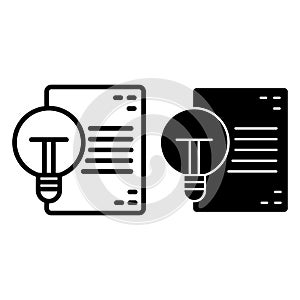 Document and light bulb line and glyph icon. Idea and paper vector illustration isolated on white. List with lamp