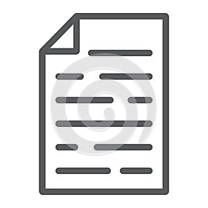 Document line icon, office and work, file sign