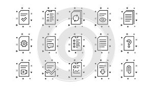 Document line icons. Report, Checklist and Download file. Linear icon set. Vector