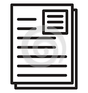 Document line isolated vector icon can be easily modified and edit