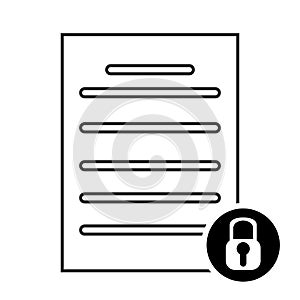 Document lock flat icon. File format icon. Extension. Document file security icon