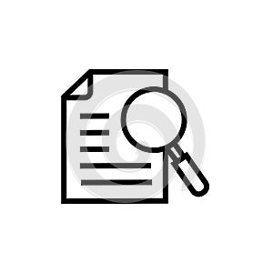 Document and magnifier icon. Vector illustration eps 10