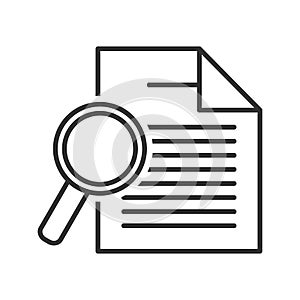 Document and Magnifying Glass Outline Icon