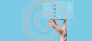 Document management concept. Virtual screen icons Document Management System DMS Online document database, software for efficient