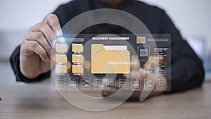 Document management concept. Virtual screen icons Document Management System