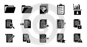 Document Management and Data Operations Vector Icons Set