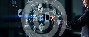Document Management Data System Business Technology Concept. DMS on virtual screen
