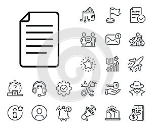 Document Management line icon. File sign. Salaryman, gender equality and alert bell. Vector