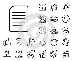 Document Management line icon. File sign. Salaryman, gender equality and alert bell. Vector