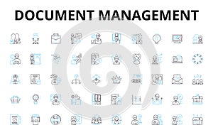 Document management linear icons set. Organization, Efficiency, Automation, Security, Workflow, Collaboration, Audit photo