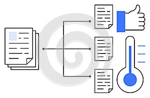 Document Workflow Concept with Data Organization, Feedback, and Progress Tracking Elements
