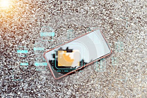 Document management system concept, folder and document icon software, searching and managing files online document database, for