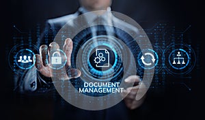 Document management system digital right management business technology concept.