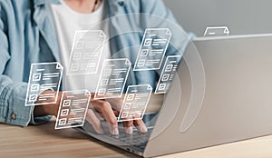 Document Management System (DMS) concept. Automated processing for efficient file management.
