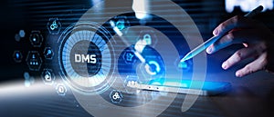 Document Management System DMS Interface with Data Security and Workflow Icons on Digital Display