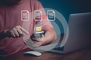 Document Management System DMS, online documentation database and process automation to efficiently manage files, knowledge and
