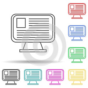 document on the monitor screen multi color style icon. Simple thin line, outline vector of web icons for ui and ux, website or