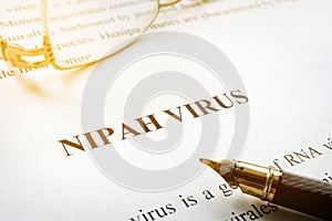 Document about Nipah virus NiV. photo