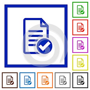 Document ok flat framed icons
