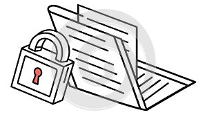 A document with a padlock icon, representing secure and private data vector design Generative AI