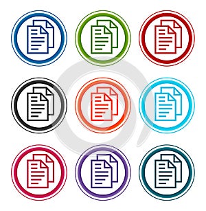 Document pages icon flat round buttons set illustration design