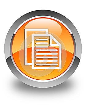 Document pages icon glossy orange round button