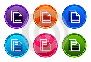 Document pages icon luxury bright round button set 6 color vector