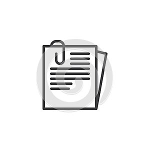 Document paper clip line icon