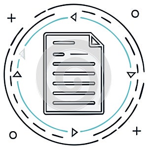 Document Paper File Report Icon with Abstract Data Flow Process